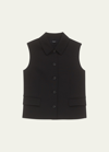 Theory Tailored Wool-blend Vest In Blk