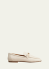 Tod's Chain-link Grained Leather Loafers In Wisper Pink