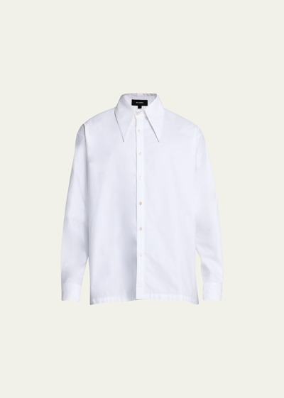 Willy Chavarria Men's Point-collar Solid Dress Shirt In White