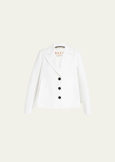 Marni Short Trench Coat With Inverted Pleat In Lilywhite