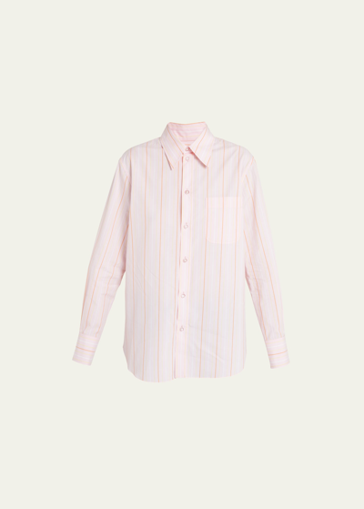 Marni Classic Striped Button-front Shirt In Pink