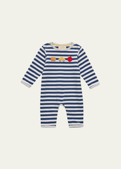 Albetta Nyc Crochet Babygro Exclusiv In Navy Stripe