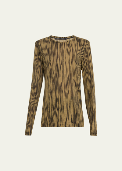 Proenza Schouler Mia Printed Long Sleeve T-shirt In Olive Multi