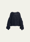LOEWE ANAGRAM CABLE-KNIT SLEEVE SWEATER