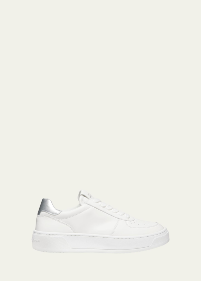 Stuart Weitzman Sw Courtside Monogram Sneaker In White Silver