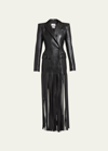 ALEXANDER MCQUEEN LEATHER FRINGED TRENCH COAT