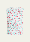 Marni Floral-print Sleeveless Cotton Blouse In Lilywhite
