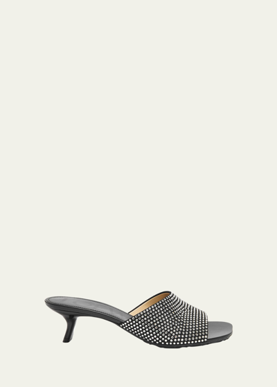 Loewe Petal Strass Kitten-heel Mule Sandals In Black
