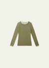 Vince Double-layer Long-sleeve Cotton T-shirt In Artichoke Combo