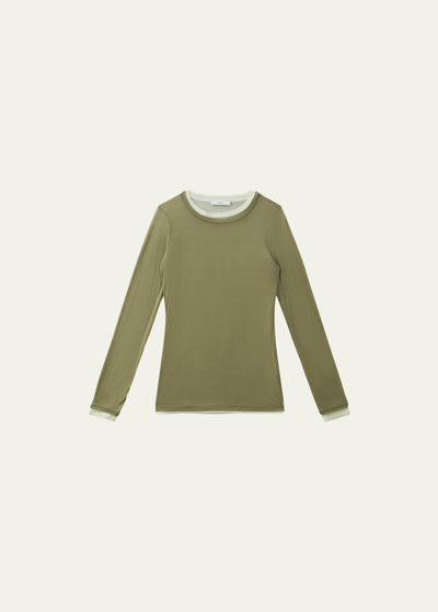 VINCE DOUBLE-LAYER LONG-SLEEVE COTTON T-SHIRT