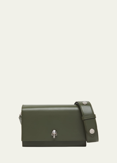 Alexander Mcqueen Small Skull Leather Shoulder Bag In 2527 New Khaki