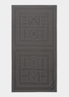 Totême Striped Monogram Cotton Silk Sarong Black In Creme