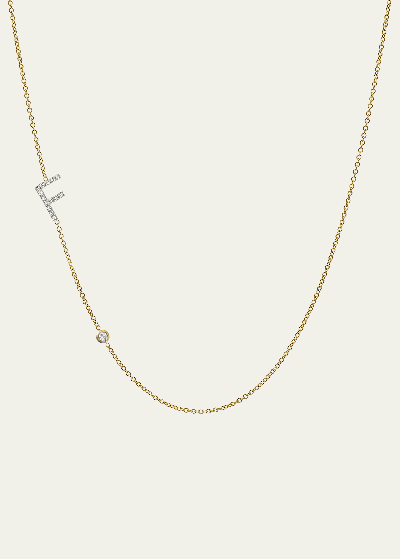 Zoe Lev Jewelry 14k Yellow Gold Diamond Initial F Necklace