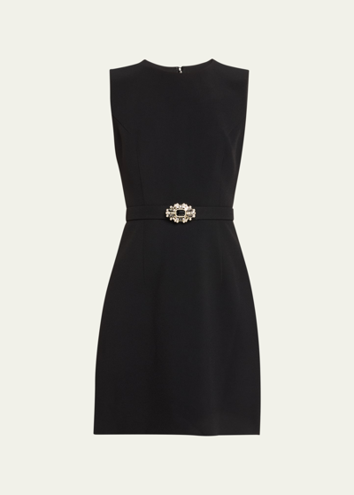 Andrew Gn Crystal Belted Mini Dress In Black