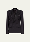 Area Crystal-embellished Wool Blazer Jacket In Black