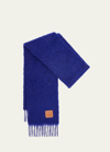 Loewe Anagram Mohair Fringe Scarf In 5440 Midnight Blu