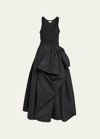 ALEXANDER MCQUEEN RUCHED FULL SKIRT GOWN WITH BOW DETAIL