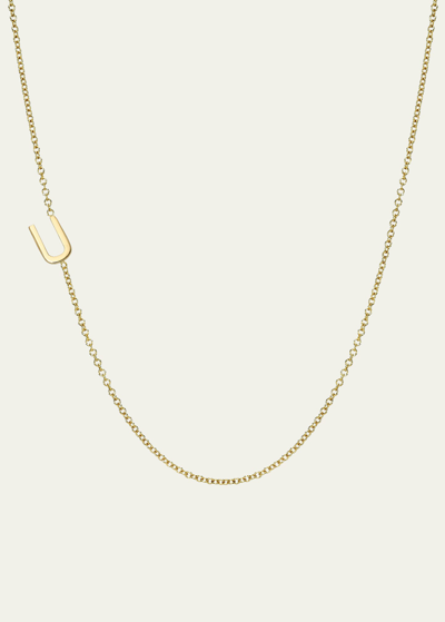 Zoe Lev Jewelry 14k Yellow Gold Asymmetrical Initial T Necklace In U