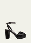 Prada Sequin Ankle-strap Platform Sandals In Nero