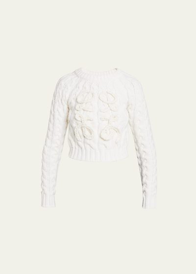 Balenciaga Anagram Cable-knit Wool-blend Jumper In White