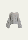 Loewe Logo-embroidered Open-knit Jumper In Grey Melan