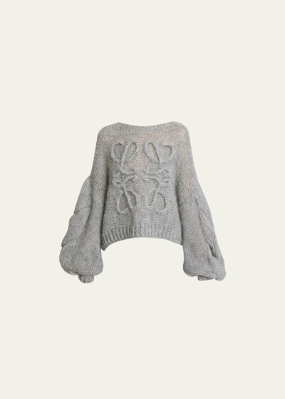 Loewe Women's Anagram Mohair-blend Logo Sweater In Grey