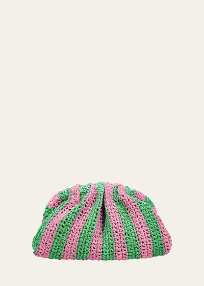 Maria La Rosa Game Striped Crochet Clutch Bag In Pink Green