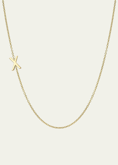 Zoe Lev Jewelry 14k Yellow Gold Asymmetrical Initial T Necklace In X