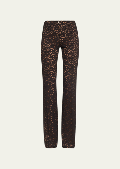 Michael Kors High-rise Lace Flare Jeans In Black