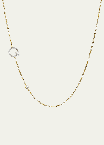 Zoe Lev Jewelry 14k Yellow Gold Diamond Initial Q Necklace