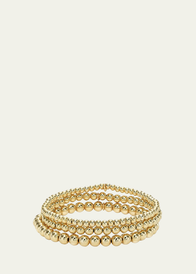 Zoe Lev Jewelry 14k Gold Bead Bracelet Stack, Set Of 3