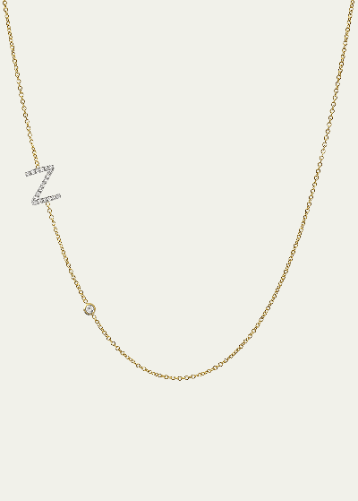 Zoe Lev Jewelry 14k Yellow Gold Diamond Initial Z Necklace