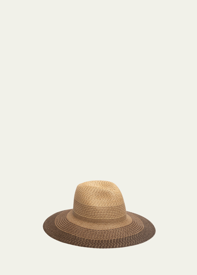 Eugenia Kim Emmanuelle Metallic Two-tone Paper Straw Fedora In Natural Camel Cho