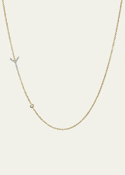 Zoe Lev Jewelry 14k Yellow Gold Diamond Initial Y Necklace