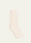 The Elder Statesman Yosemite Ribbed Cashmere Socks In White