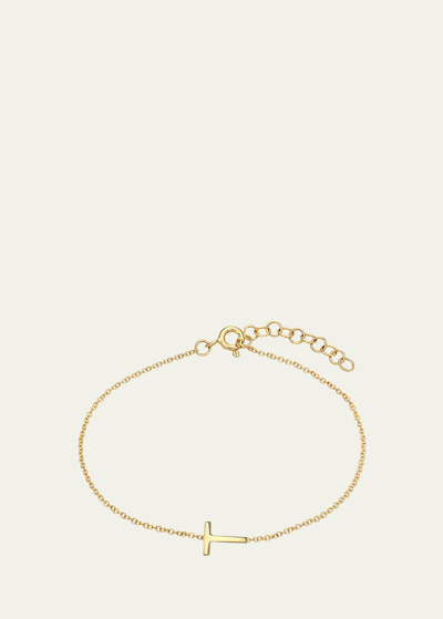 Zoe Lev Jewelry 14k Yellow Gold Initial X Bracelet In T