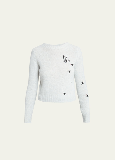 Loewe X Suna Fujita Embroidered Wool Jumper In Ice Blue