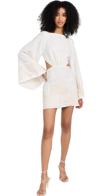 Johanna Ortiz Shared Present Embroidered Linen Mini Dress In Ecru