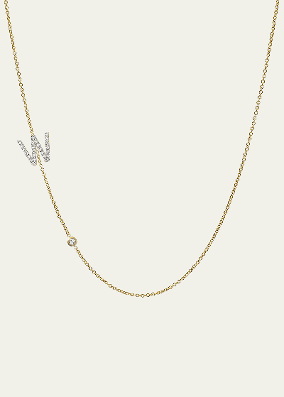 Zoe Lev Jewelry 14k Yellow Gold Diamond Initial W Necklace