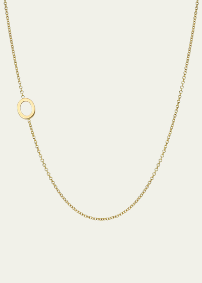 Zoe Lev Jewelry 14k Yellow Gold Asymmetrical Initial T Necklace In O