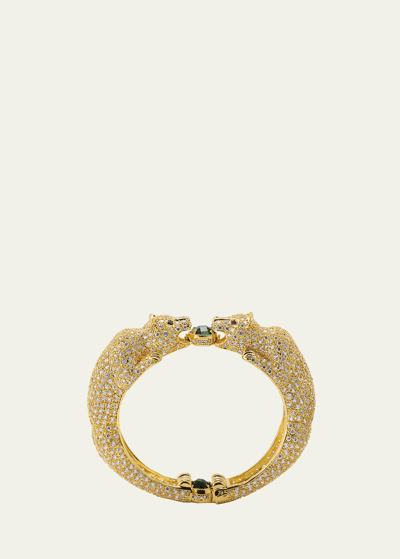Natasha Accessories Limited Double Tiger Embellished Bracelet In Gldcryst