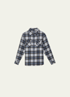 God's True Cashmere Men's Tartan Moonstone-snap Shirt In Pewter Tartan