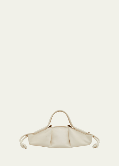 Loewe Paseo Small Pleated Leather Shoulder Bag In Angora