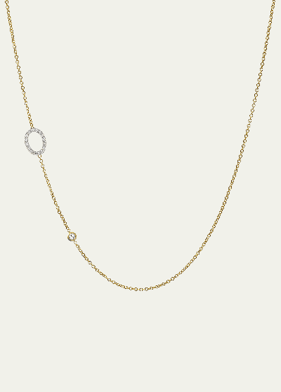 Zoe Lev Jewelry 14k Yellow Gold Diamond Initial O Necklace