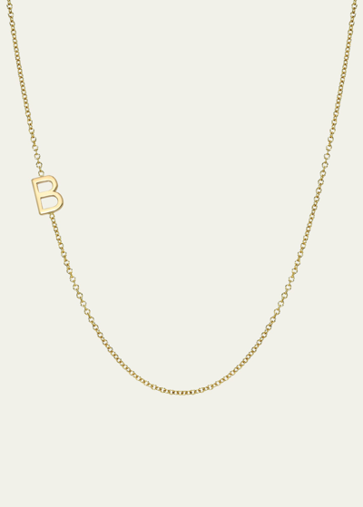 Zoe Lev Jewelry 14k Yellow Gold Asymmetrical Initial T Necklace In B