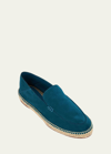 Loro Piana Seaside Walk Collapsible-heel Suede Espadrilles In Ferro