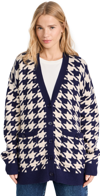 ENGLISH FACTORY KNIT HOUNDSTOOTH CARDIGAN NAVY MULTI