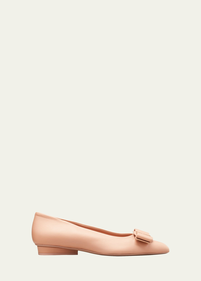 Ferragamo Viva 20mm Bow-detail Leather Pumps In New Blush