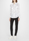 Equipment White Shirt With All-over Star Motif And Patch Pockets On The Chest In Silk Woman In Bright White