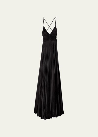 A.l.c Aries Pleated Open-back Maxi Dress In Black